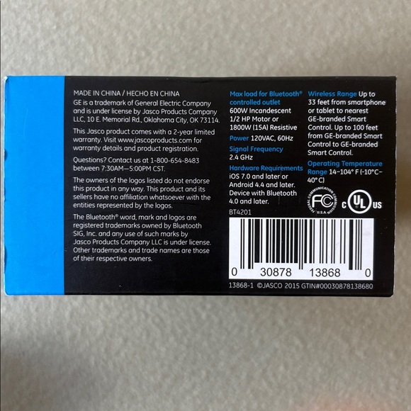 New GE Outdoor Plug In Smart Switch 13868 Wireless Bluetooth Any Mobile Device - Picture 6 of 7